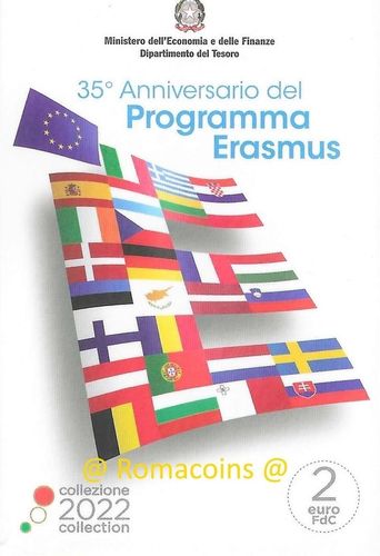 Coincard 2 Euro Commemorativi Italia 2022 Erasmus