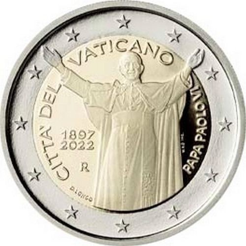 2 Euros Conmemorativos Vaticano 2022 Pablo VI sin cartera