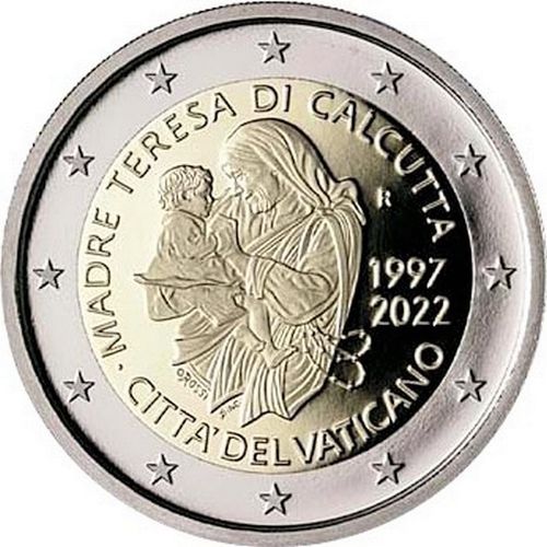 2 Euros Conmemorativos Vaticano 2022 Madre Teresa sin cartera