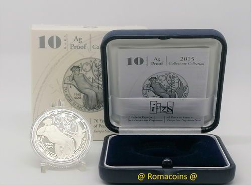 10 Euro Italien 2015 70 Jahre Frieden Silber SEHR SELTEN