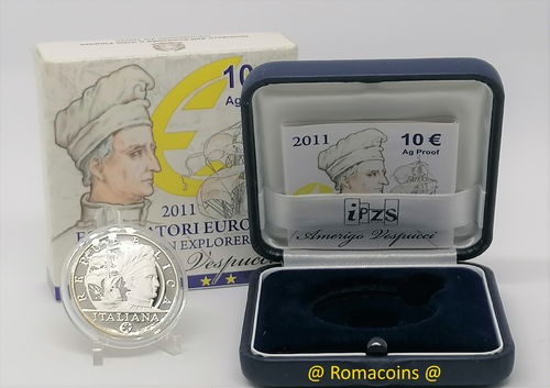 10 Euros Italia 2011 Amerigo Vespucci Plata Proof
