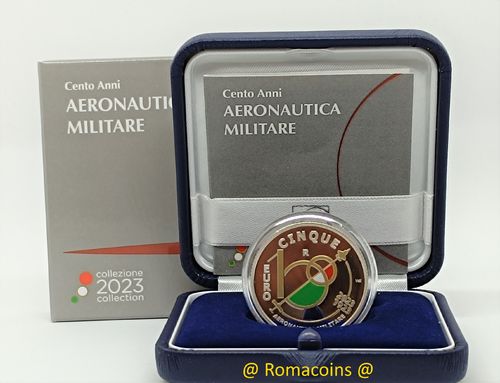 5 Euros Italia 2023 Aviación Militar Plata Proof