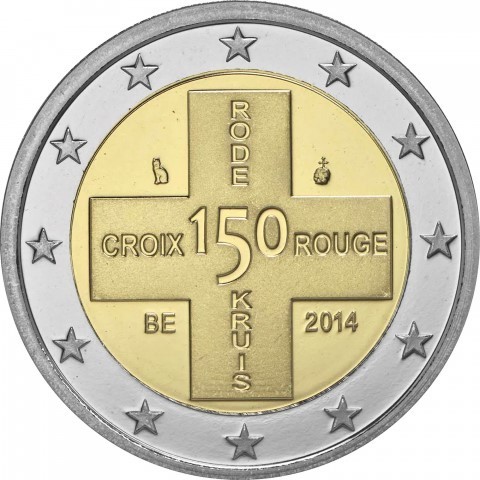 2 Euros Conmemorativos Belgica 2014 Moneda Cruz Roja