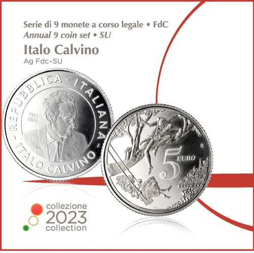Divisionale Italia 2023 Serie 5 Euro Italo Calvino ERRORE