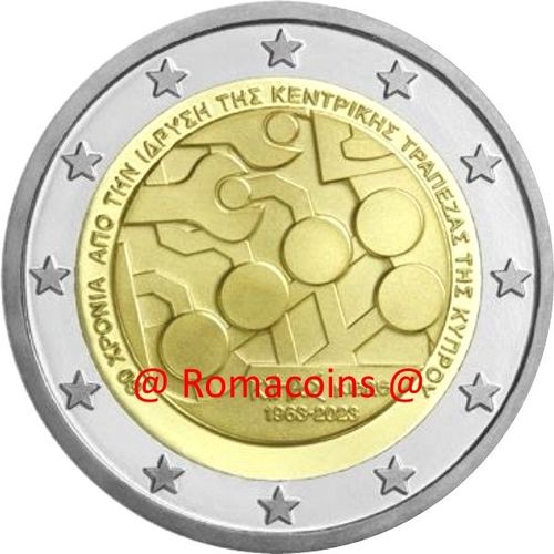 2 Euros Commémorative Chypre 2023 60 Ans Banque Centrale