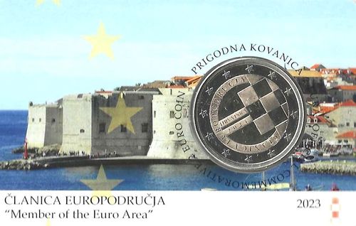 Coincard Croazia 2023 2 Euro Introduzione dell'Euro Fdc