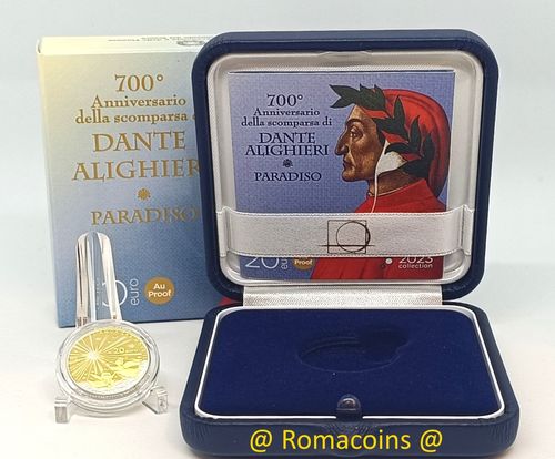20 Euros Italia 2023 Oro Dante Alighieri Paradise Muy Rara