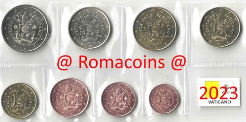 Serie Completa Vaticano 2023 8 Monedas 1 cc 2 Euros Unc.